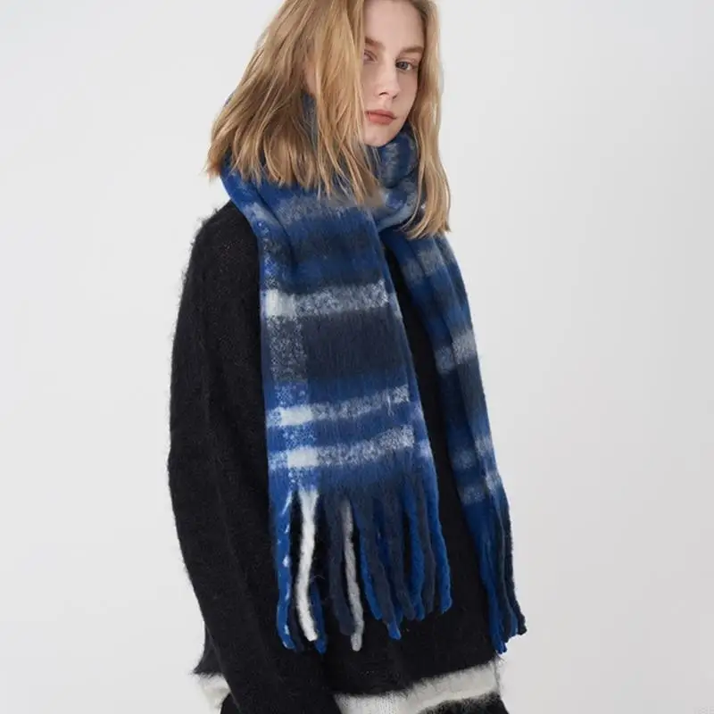 

Women's Fringe Trim Scarf Shawl Plaids Pattern Winter Wrap Soft Warm Luxury Fashion Accessory Y08E
