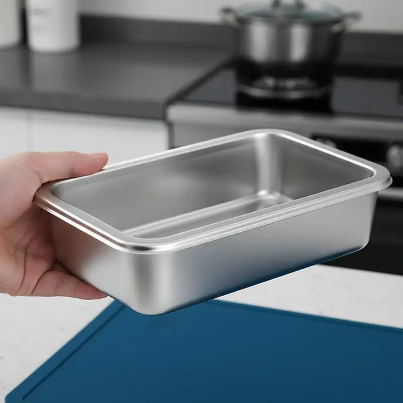 Stainless Steel Food Storage Containers Airtight Lids Heat Resistant Space Saving for Small Kitchen Cabinet Organization