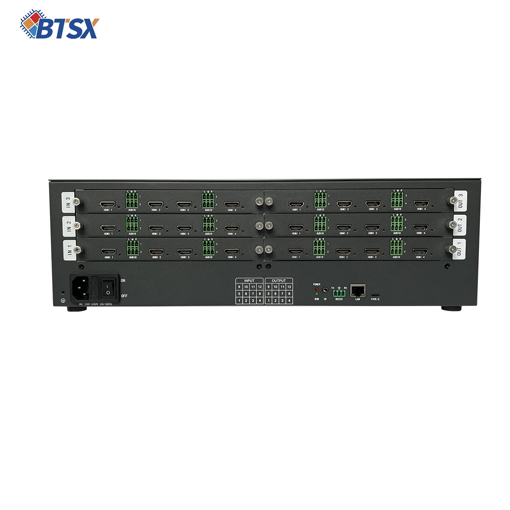 12 Input 12 Output 4K60Hz Modular Seamless Matrix Switcher 12x12/6x2 Splicing Modes Metal for Video Wall Processor