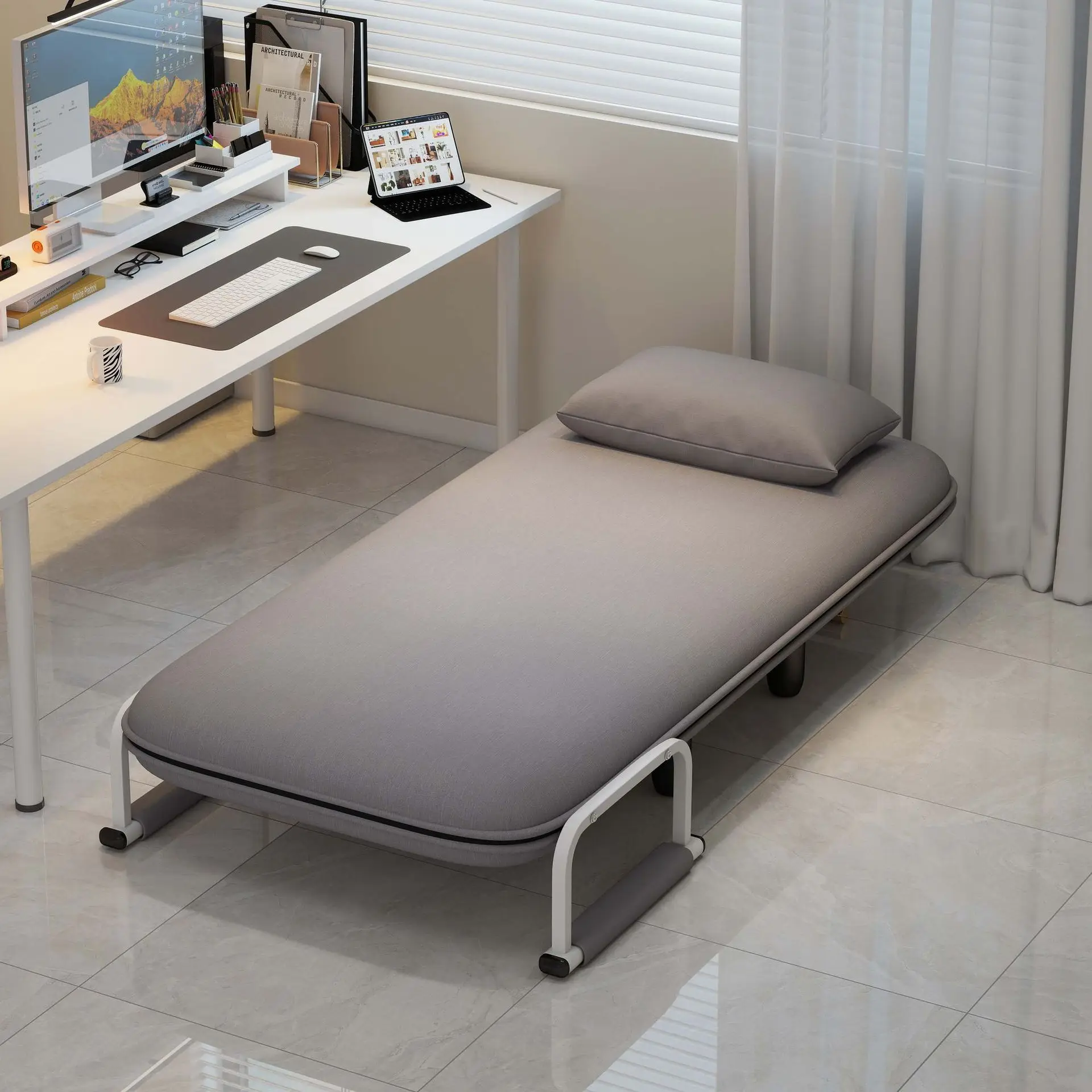 Lunch Break Foldable Bed Recliner Office Nap Dual-Use Small Simple Companion Bed for Adult Household
