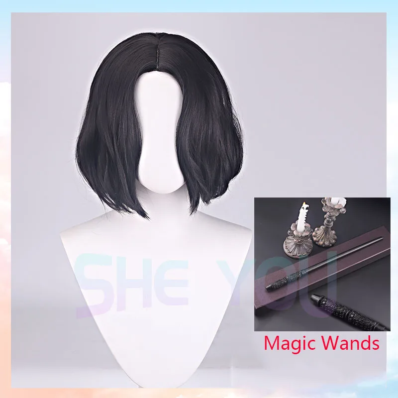 High Quality  Movie Severus Snape Black Synthetic Curly Hair Cosplay Wig Heat Resistance Fiber +WIG CAP