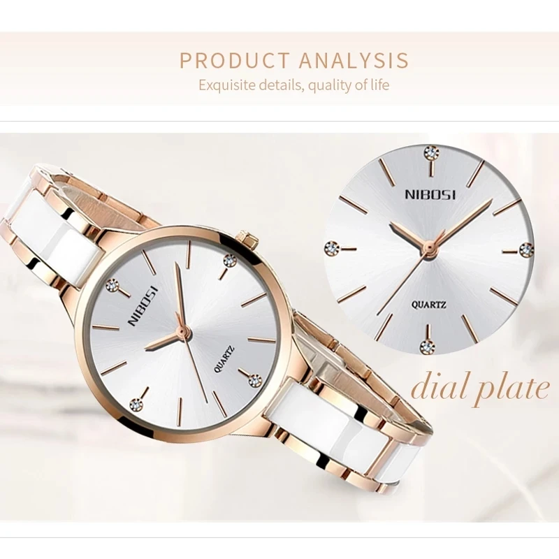NIBOSI Brand 2024 New Fashion Ceramic Bracelet Quartz Watch for Women Simple Small Dial Luxury Watches Womens Relogio Feminino