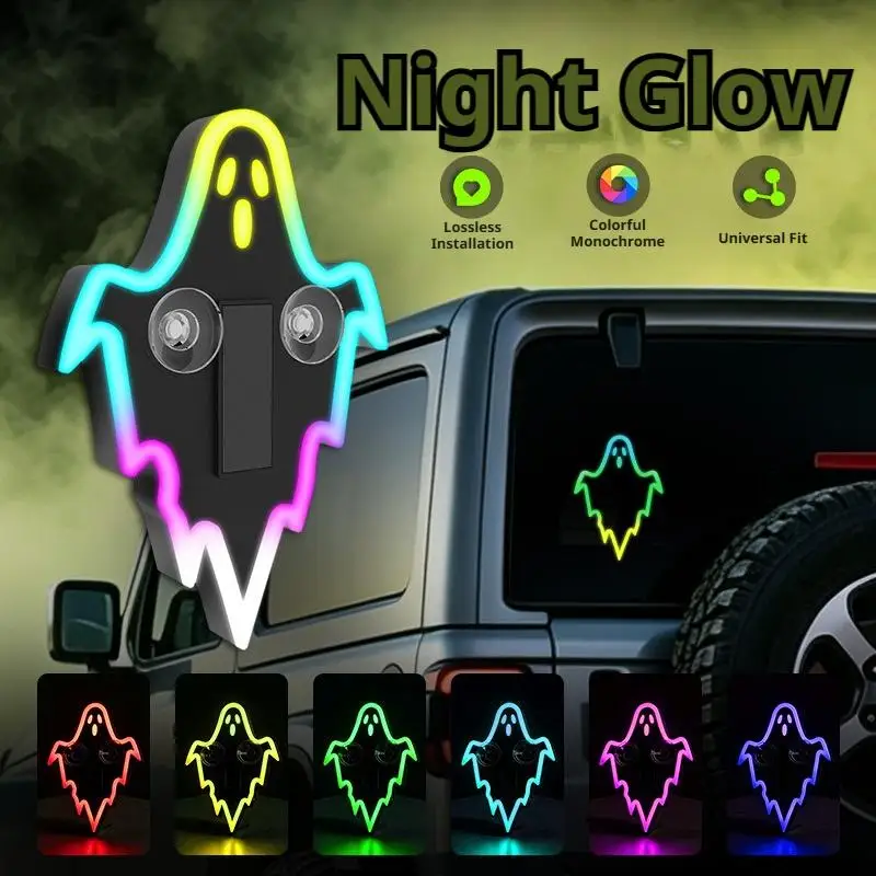 Solar Powered Car Ghost Light Halloween Demon Eyes Flashing Warning Lamp Suction Cup Windshield Dynamic Signal Auto Decor