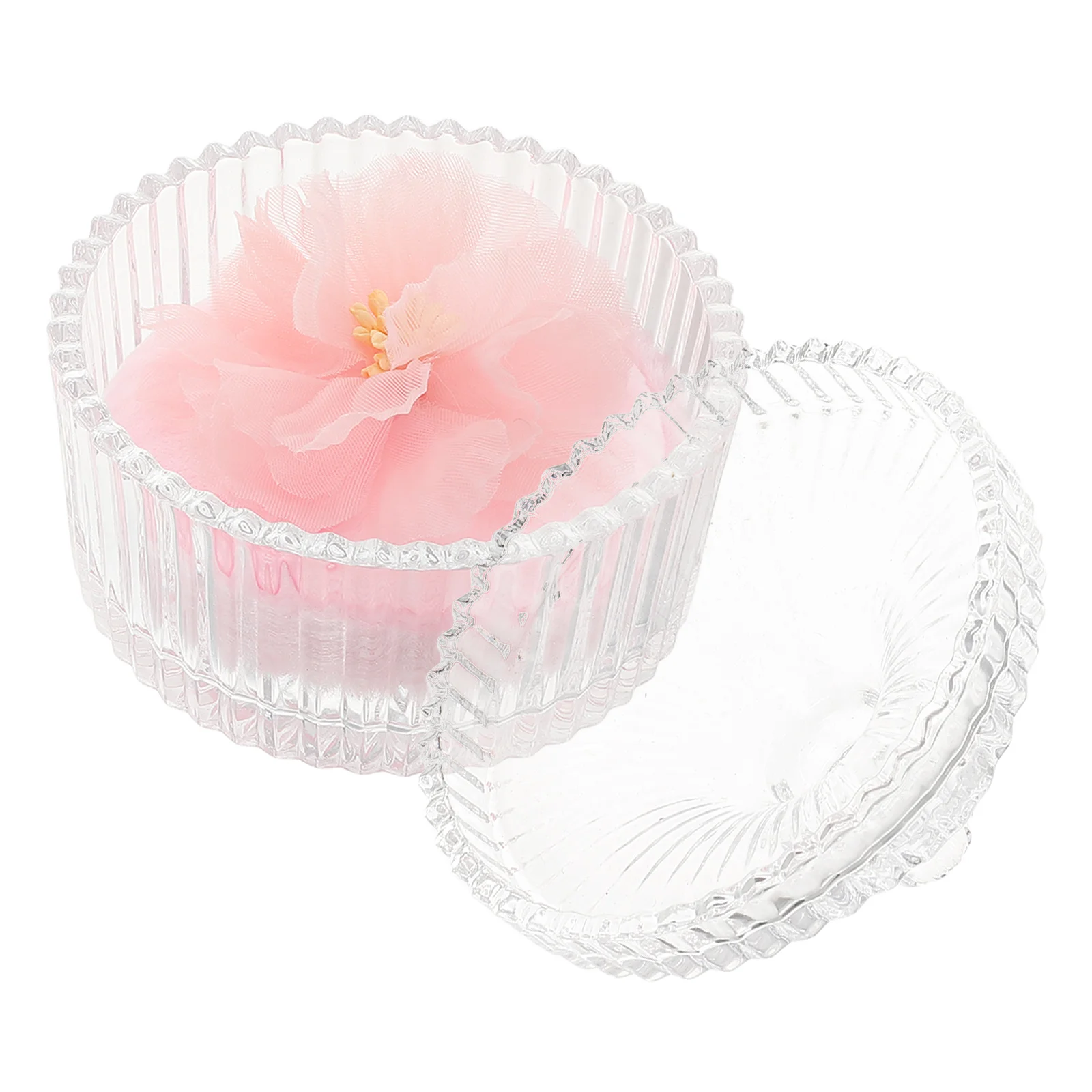

Powder Puff Storage Box Clear Container with Lid Dustproof Glass Jar Velvet Flocked Material Dualsided Body Makeup Puff