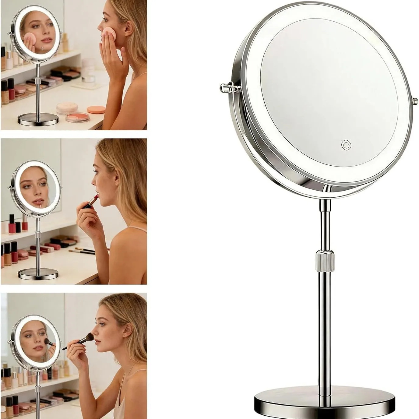 Lifting adjustable vanity mirror desktop retractable vanity mirror charging with lamp high definition