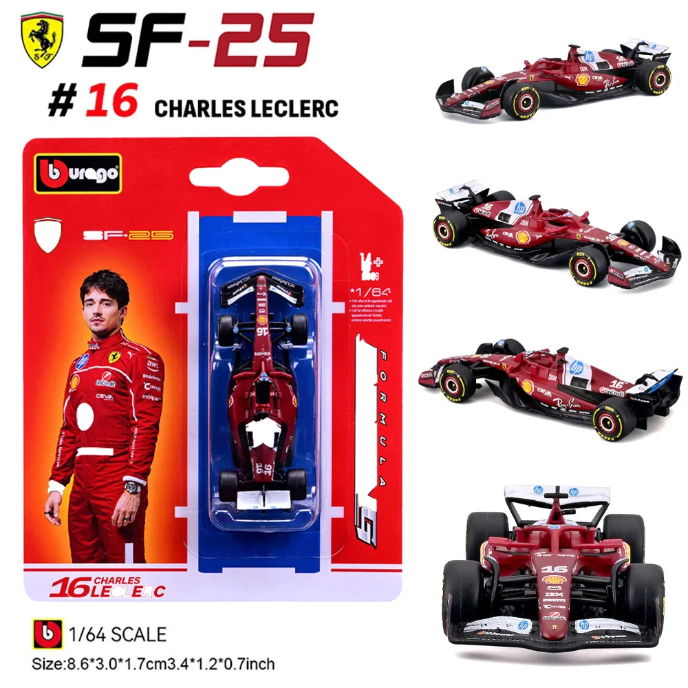 Nuovo disponibile Bburago 1:64 2025 F1 Sf-25 Leclerc- # 16 Hamilton- # 44 Rb21 Verstappen- # 1 giocattolo modello pressofuso in miniatura in lega Mcl39 W16