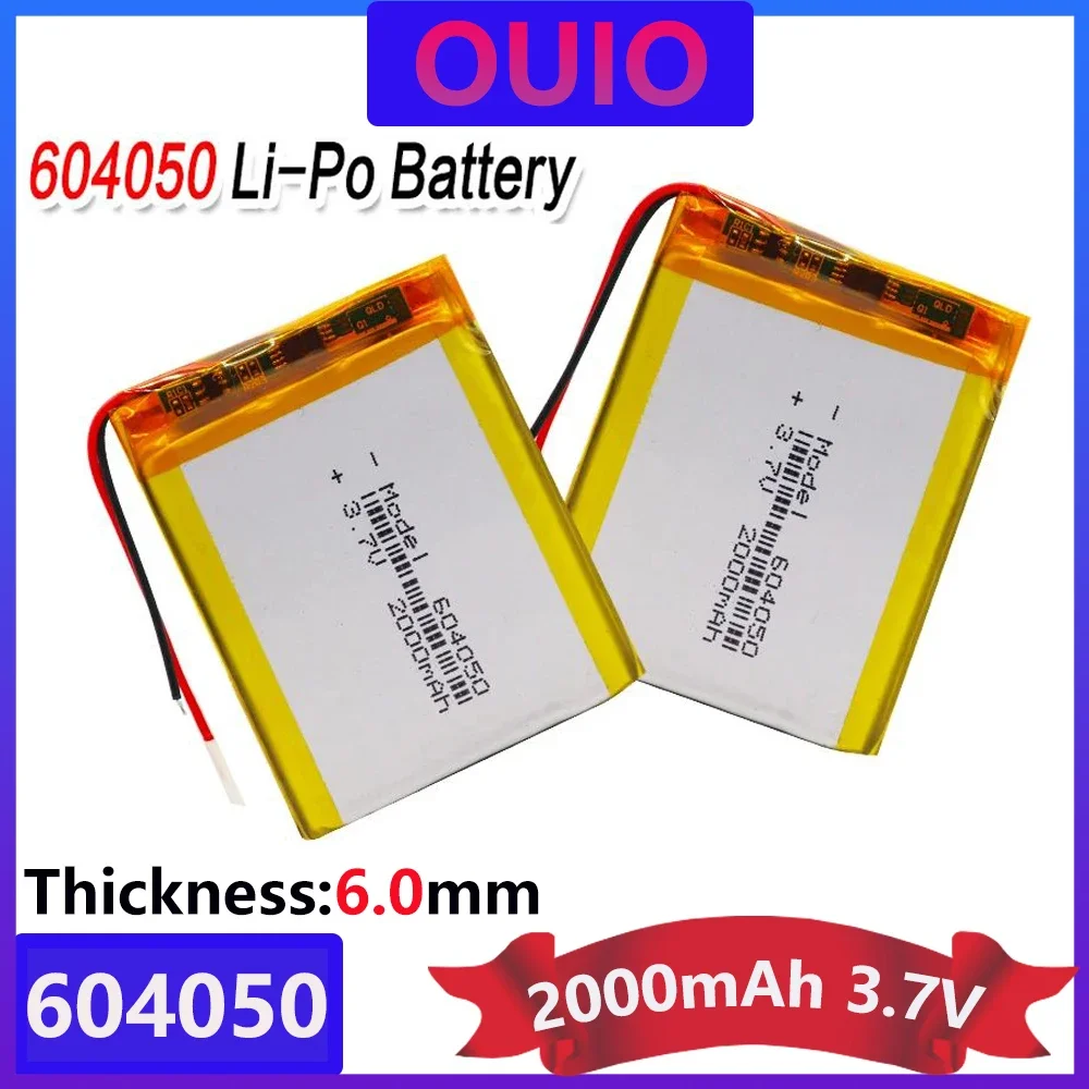 1-10 Rechargeable 604050 Lithium Ion Polymer Battery 3.7V 2000mAh Lipo Li-ion Battery With Pcb Charge Protection Long Lifespan