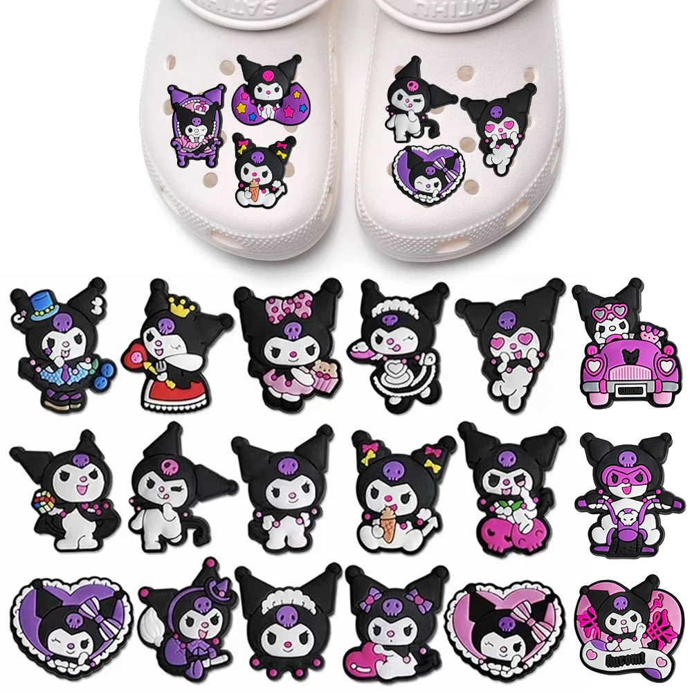 20-100Pcs Sanrio Kuromi Shoe Charms Cartoon Gril Shoes Accessories Decoration Buckle for Clog Sandals Wristband Holiday Gift