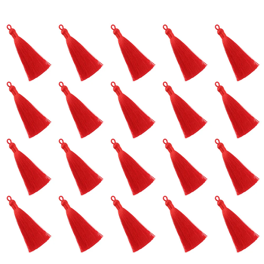 

30pcs Ice Silk Earrings Tassel Red Elegant Hanging Loop Diy Accessories For Keychain Pendant Ankle Bracelet Craft Making