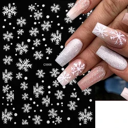 3D Świąteczne naklejki na paznokcie Naklejki na paznokcie w kształcie płatka śniegu z brokatowymi samoprzylepnymi naklejkami na paznokcie DIY Xmas Nail Decor # &*