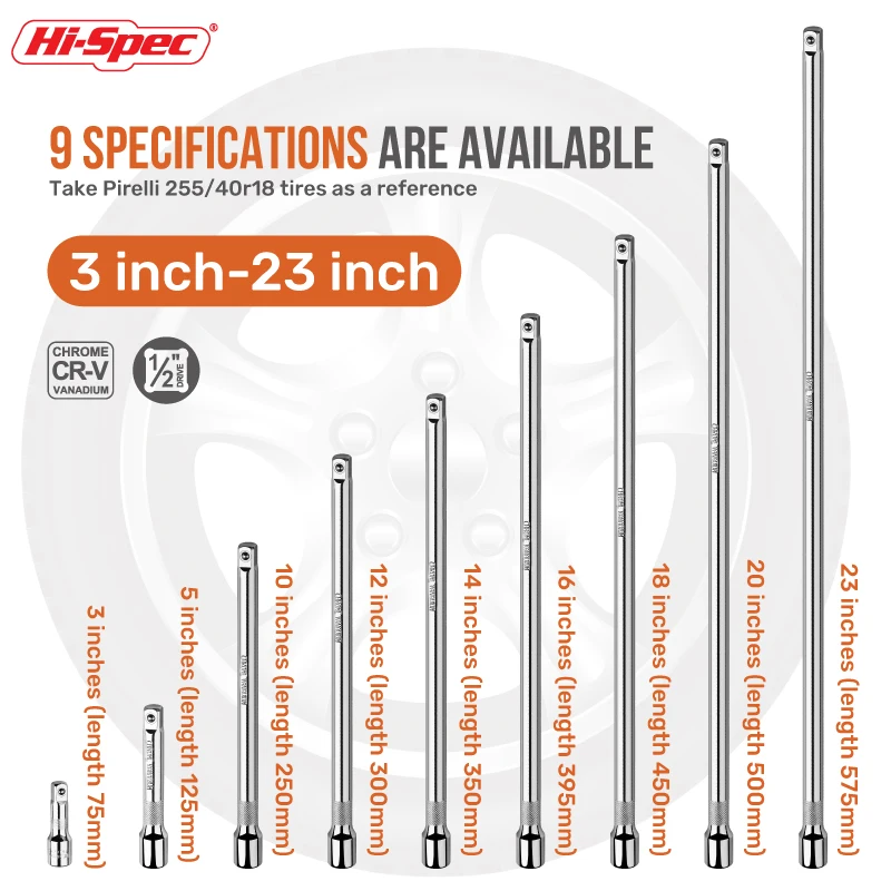 HI-SPEC 1 PC-Steckschlüsselverlängerungsstange 1/2 Zoll Antrieb mit 50 mm 100 mm 150 mm Längen für Ratschenschlüssel. Verwenden Sie ein unverzichtbares Handwerkzeug-Set – Detail 5