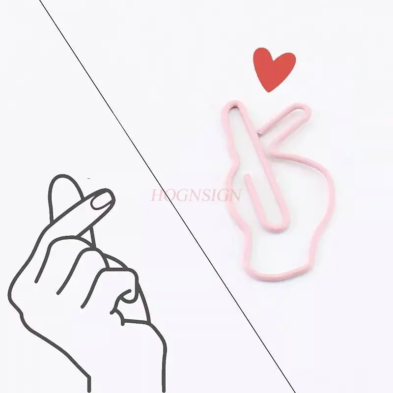 15pcs/box Bixin Creative Styling Paper Clip Pink Cute Girl Heart Bookmark Paper Clip