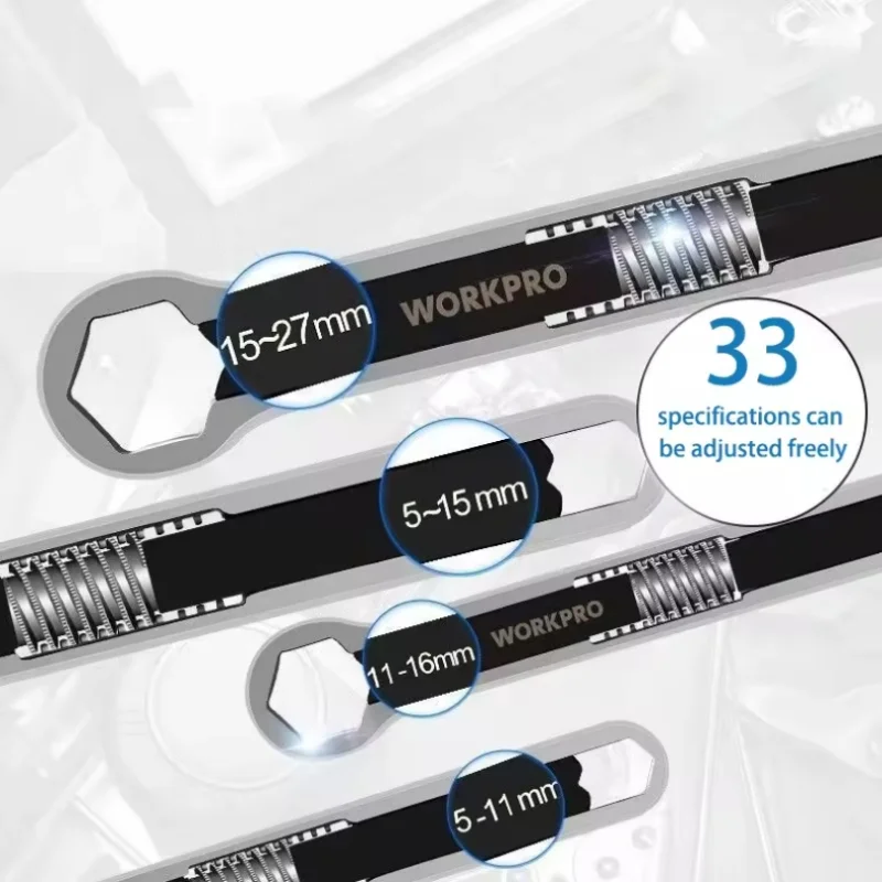 НОВЫЙ универсальный быстрый гаечный ключ Workpro 5-27 мм, универсальный подвижный ключ с двойной головкой, регулируемый торцевой ключ