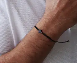 Go2boho Minimalist Men Stack Cord Bracelets Handcrafted Woven Black Wax Cross Protection Jewelry for Men 2024 Valentine Gifts