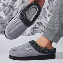 Litfun Men's Fuzzy Cotton Shoes Winter New Indoor Non-slip Fluffy House Slides Warm Fur Shoes Fashion Plush Men Cotton Slippers