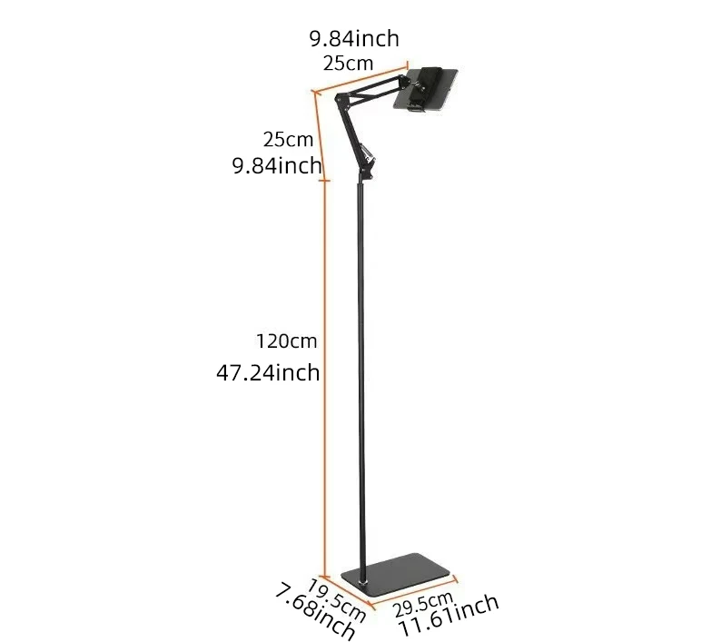 Tablet Floor Stand 360° Rotatable Floor Holder Universal Tablet Phone Bracket Non-slip Phone Rack for Home Gym Kitchen