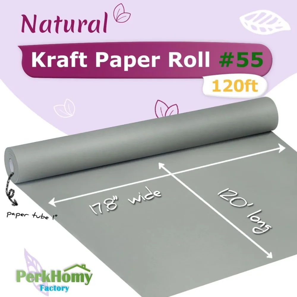 120FT Light Grey Kraft Paper Roll 80GSM for Wrapping, Crafting & Art Projects