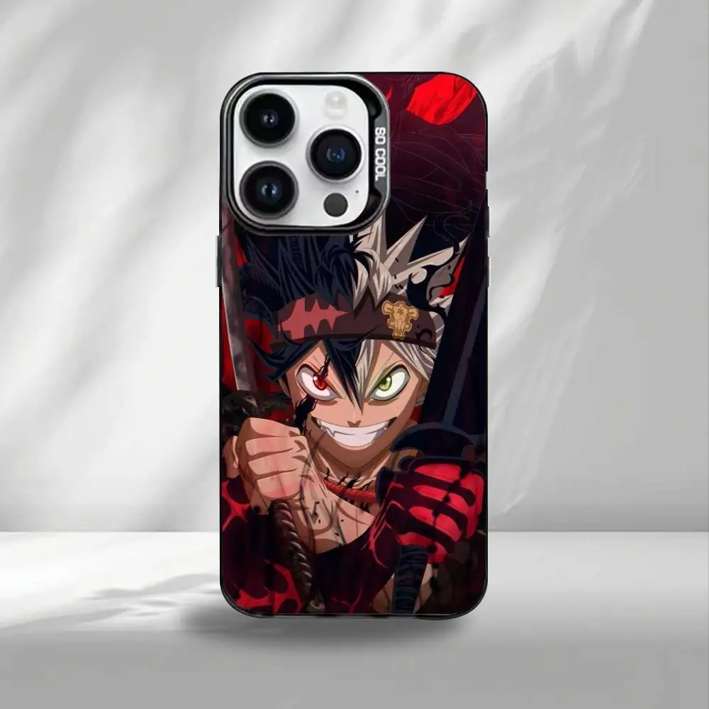 Capa de telefone trevo preto A-Asta para iPhone17,16,15,14,13,12, Pro Max capa de telefone colorida preta