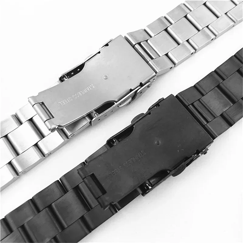 Horloge Bnad Duiken Horloge Met Gebogen Stalen Massief Dubbele Veiligheidssluiting 20 22Mm Band Voor Seiko Casio Armani Tissot Burger Horloge