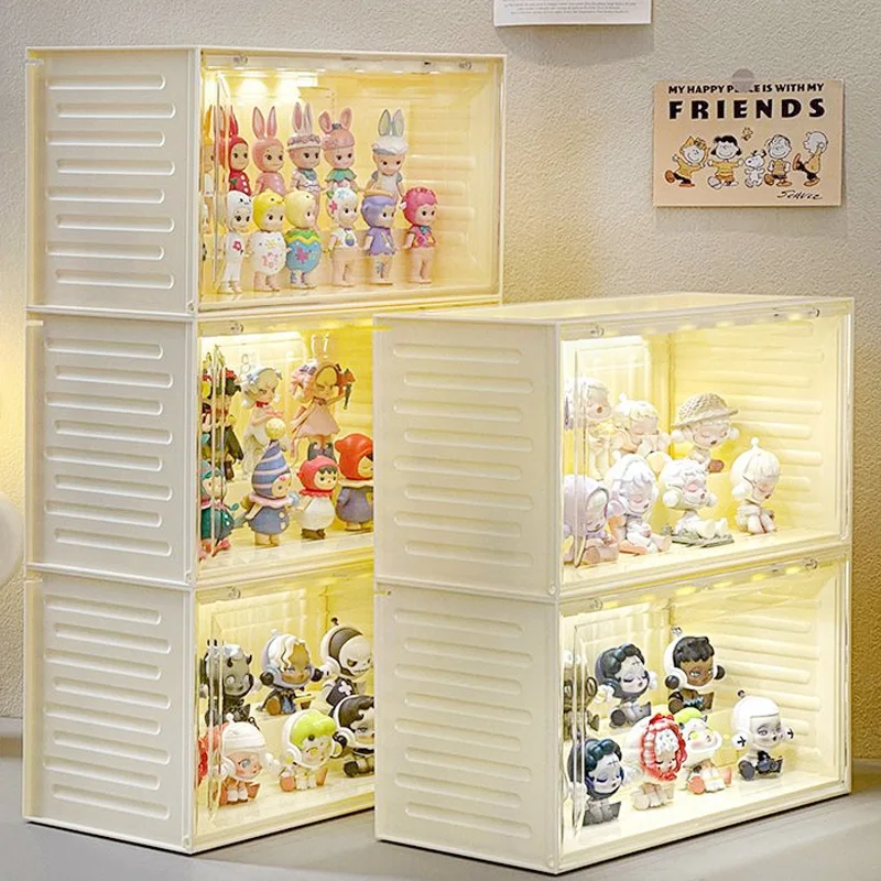LED Sensor Transparent Display Cabinet - Stackable Organizer for Collectible Toys & Blind Boxes - view 6