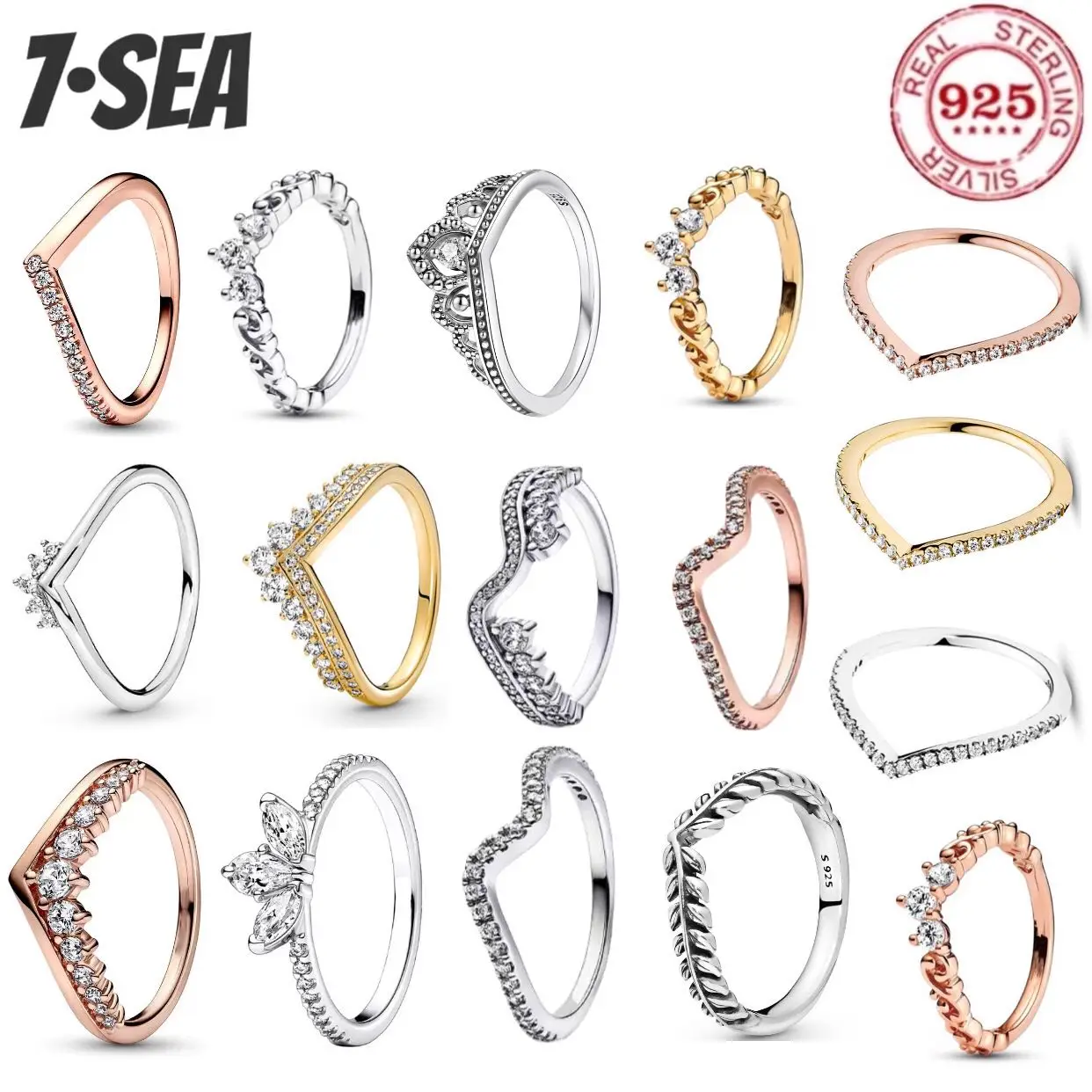 

Classic 925%Sterling Silver Princess Crowns Circulars Ring Light Luxury Exquisite Charm Jewelry For Women Festival Surprise Gift