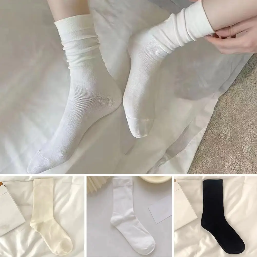 One Pairs Japanese Korean Women Thin Loose Calf Tube Style Socks Socks College Color Solid Nylon Summer Fashion Socks A7e7