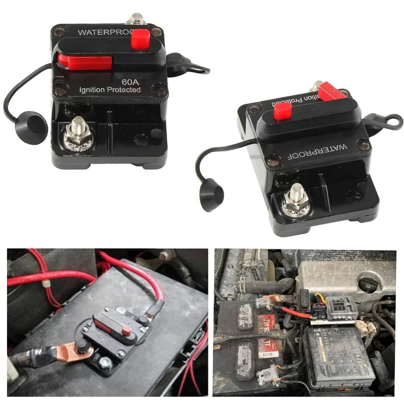 30A-300A Circuit Breaker 12V 24V DC Trolling with Manual Reset Boat Manual Power Protect for Audio Fuse Car 48VDC Waterproof