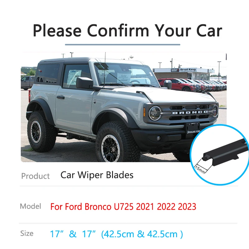 For Ford Bronco U725 2021 2022 2023 Front Frameless Wiper Blades Window Windshield Windscraeen Brushes Car Cleaning Accessories