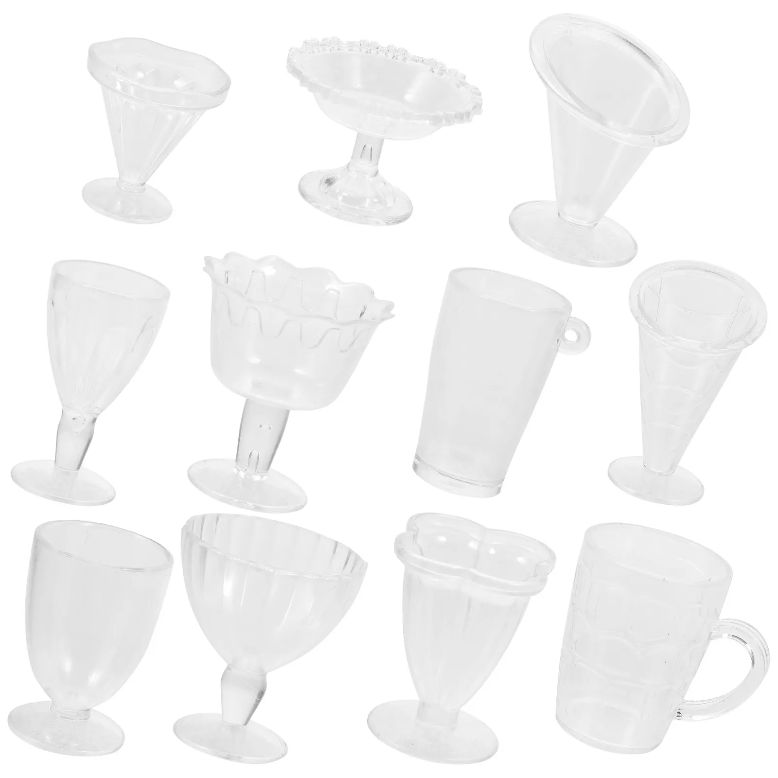 

5 Bags Miniature Cups Realistic Transparent PP Material Mini Goblet Models for Mini House Decor Kitchen Props Tiny Wine Cup