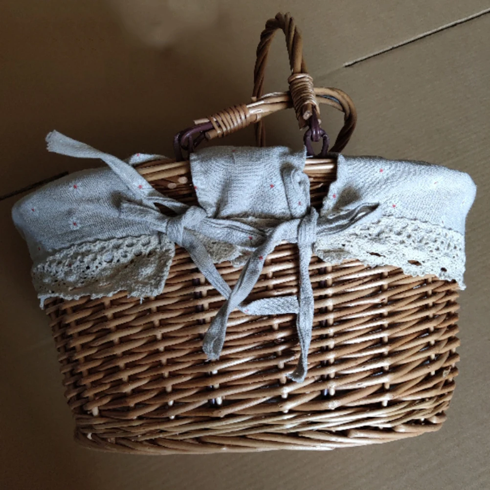 

Natural Wicker Storage Baskets Home Organizer Hanging Rustic Decorative Basket Household Multifunctional Debris Book for Shop