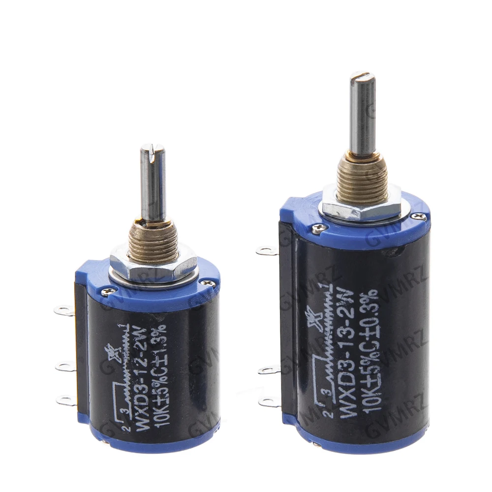 WXD3-12/WXD3-13 10K 4.7K 2W Multi-Turn Wirewound Potentiometer - Precision Adjustable Resistor with Mounting Nuts & Washers 100K
