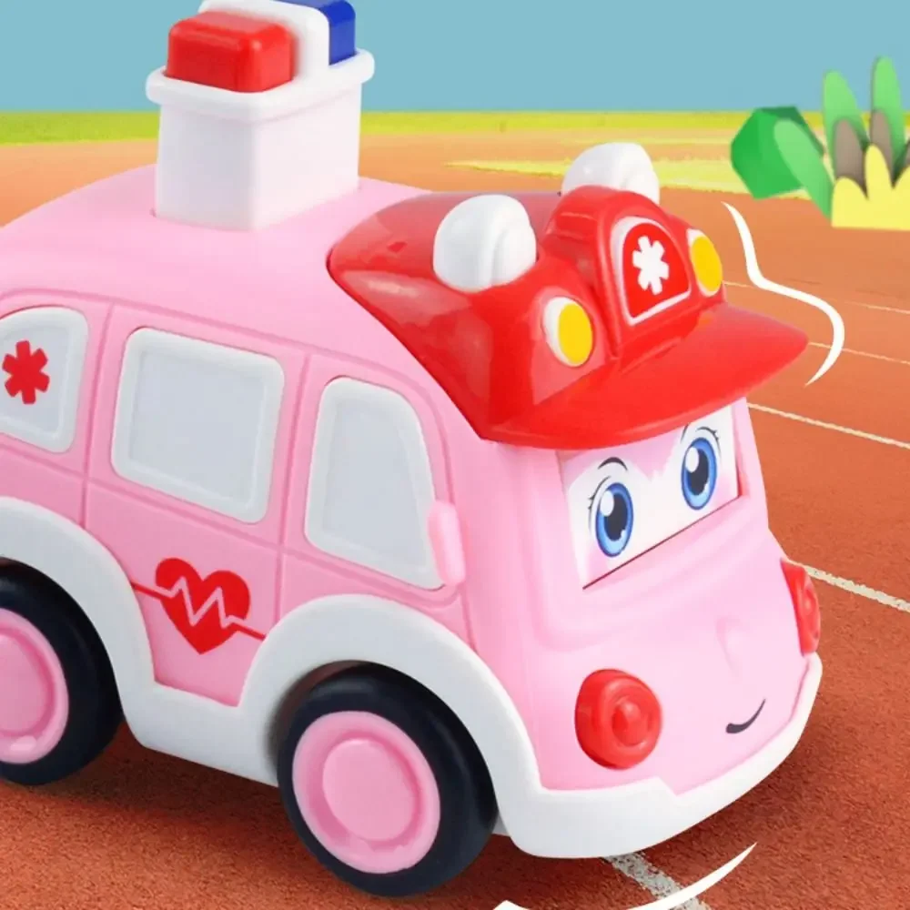 Imprensa de plástico e ir brinquedo carro da polícia, veículo interessante caminhão de bombeiros, Wind-up carros brinquedos, puxar para trás, empurrar e ir carros, Home Decor