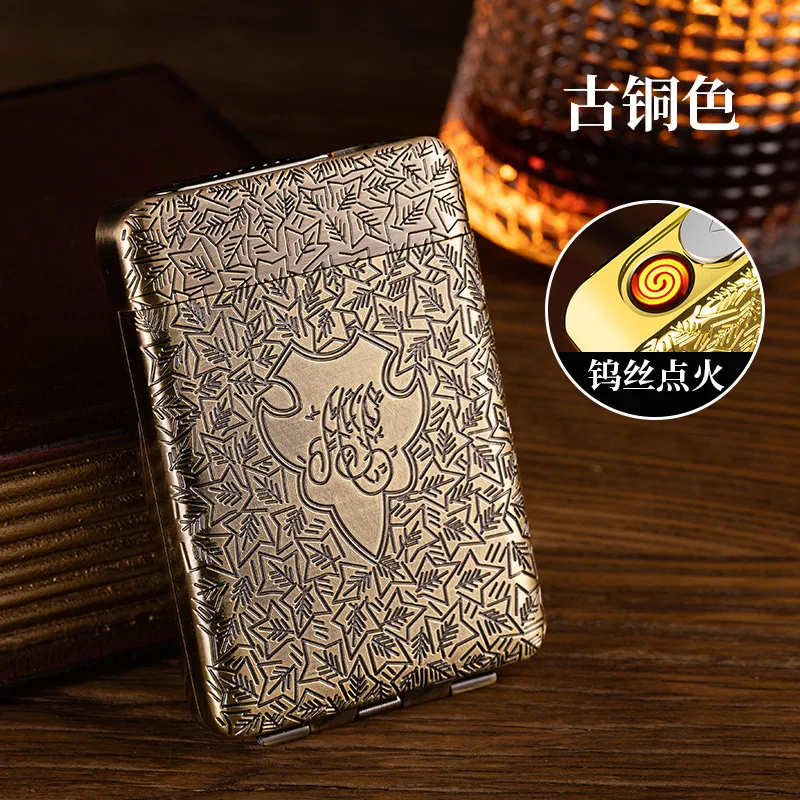 2024 Peaky Blinders Charging Lighter Vintage Engraved Wire Ignition 16 Thick Cigarette Case Proof USB Lighter Shelby Men\'s Gifts