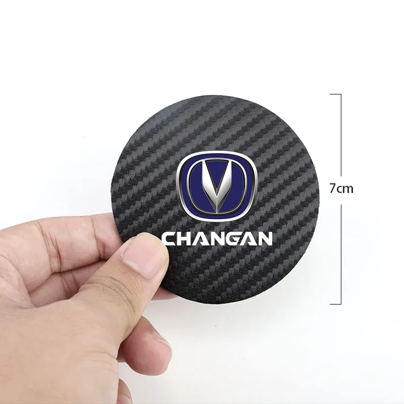 2Pcs Leather Coaster Mat Car Emblem Water Cup Cushion For Changan CS75 CS35 Plus CS15 CS95 RAETON CX70 CS55 EADO CX20 Alsvin