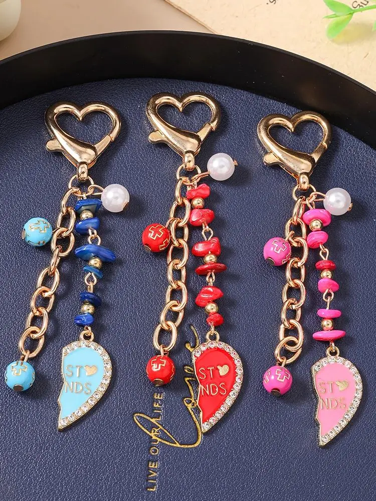 Aihua Niedlicher Kristallherz-Schlüsselanhänger für Beste Freundinnen, Frauen und Mädchen, BFF-Schlüsselring-Anhänger zur Handtaschendekoration, DIY Handgemachter Schmuck Geschenk – Detail 1