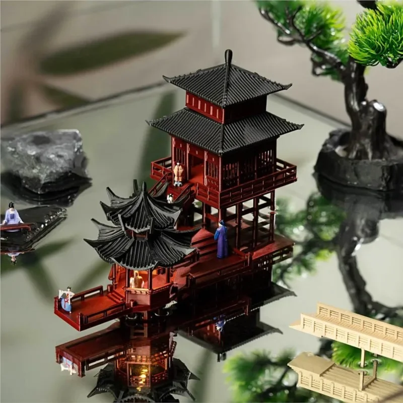 3D Printing Landscape Architecture Micro Landscape Chinese Architecture Bonsai Retro Style Model Ornament Qingfeng PavilionZI437