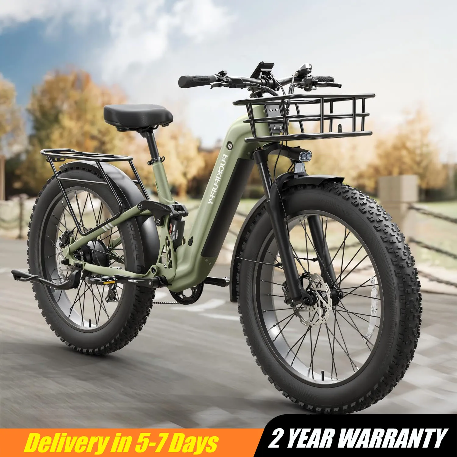 

PUCKIPUPPY Electric Bike for Adults 960W, 48V 20AH Battery Electric Bicycles 26" x 4" Fat Tire Full Suspension Step-Thru Ebike