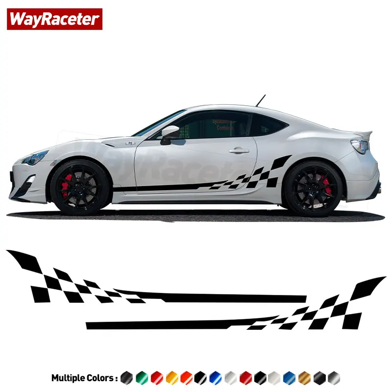 2 Pcs Racing Sport Lattice Door Side Stripe Sticker Carbon Fiber Vinyl Decal For Toyota 86 GT86 GR86 2012-On 2023 Accessories