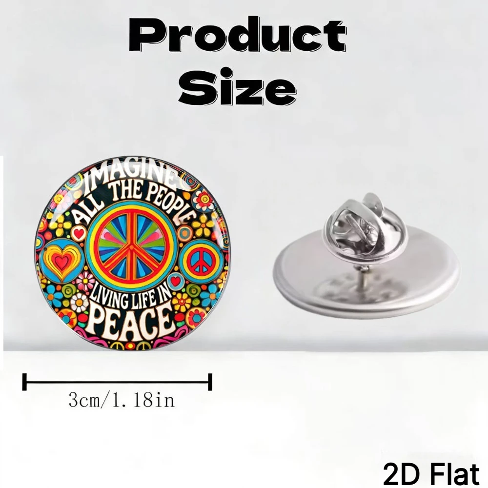 6-20Pcs 2D Flat Peace Sign Lapel Pin 