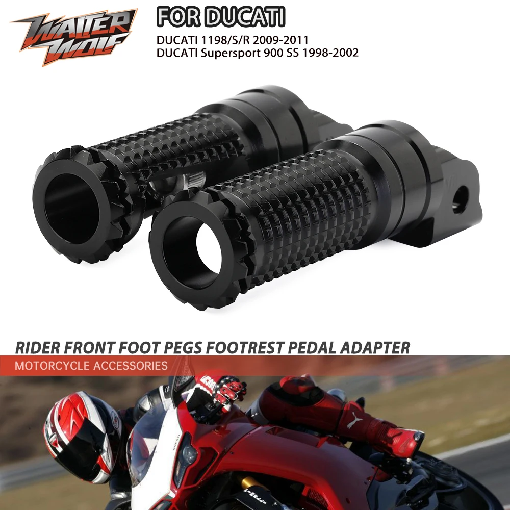 Front Foot Pegs Footrest Pedal Adapter For DUCATI 848 EVO 1098 1198 S R Streetfighter 1100 Rider Footpegs Motorcycle Accessories