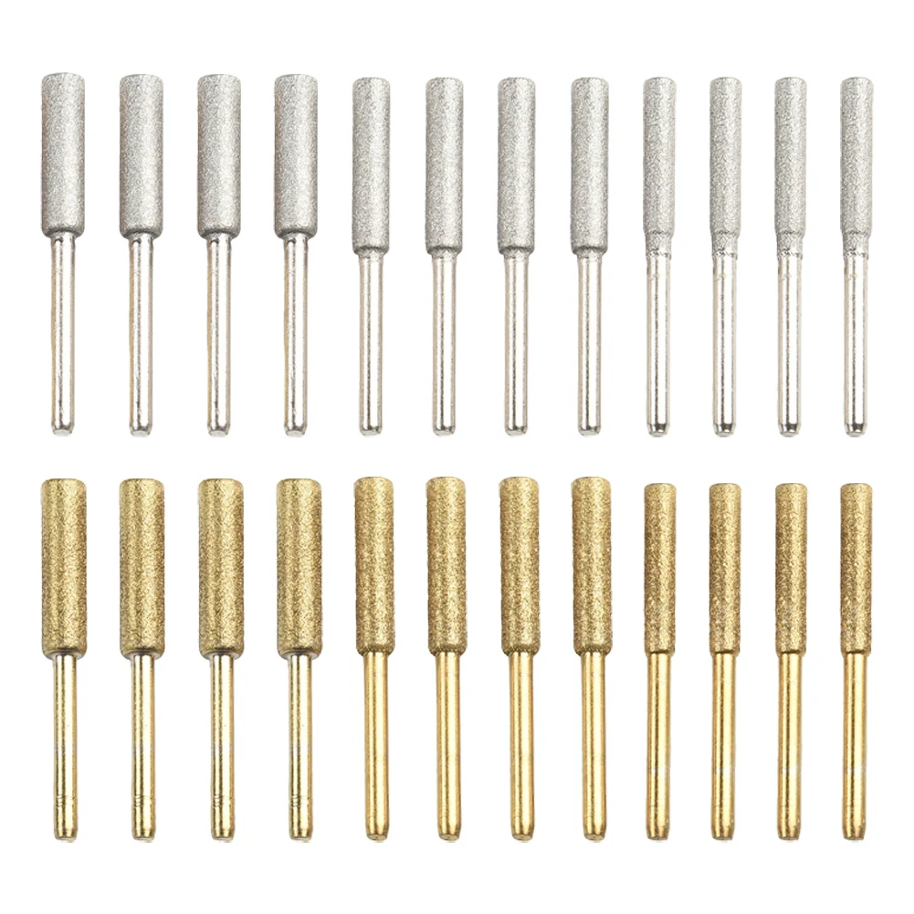 

24pcs Diamond Coated Burr Chainsaw Sharpener Burr Carving Grinding Head Rotating File 4.0/4.8/5.5mm Abrasive Sharpening Tool Set