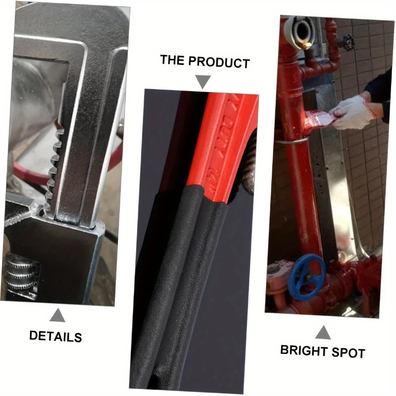 Imagem -06 - Heavy Duty Straight Pipe Wrench Alumínio Plumber Wrench Ajustável com Flutuante Gancho Jaw e I-beam Handle Vermelho 12in 8in