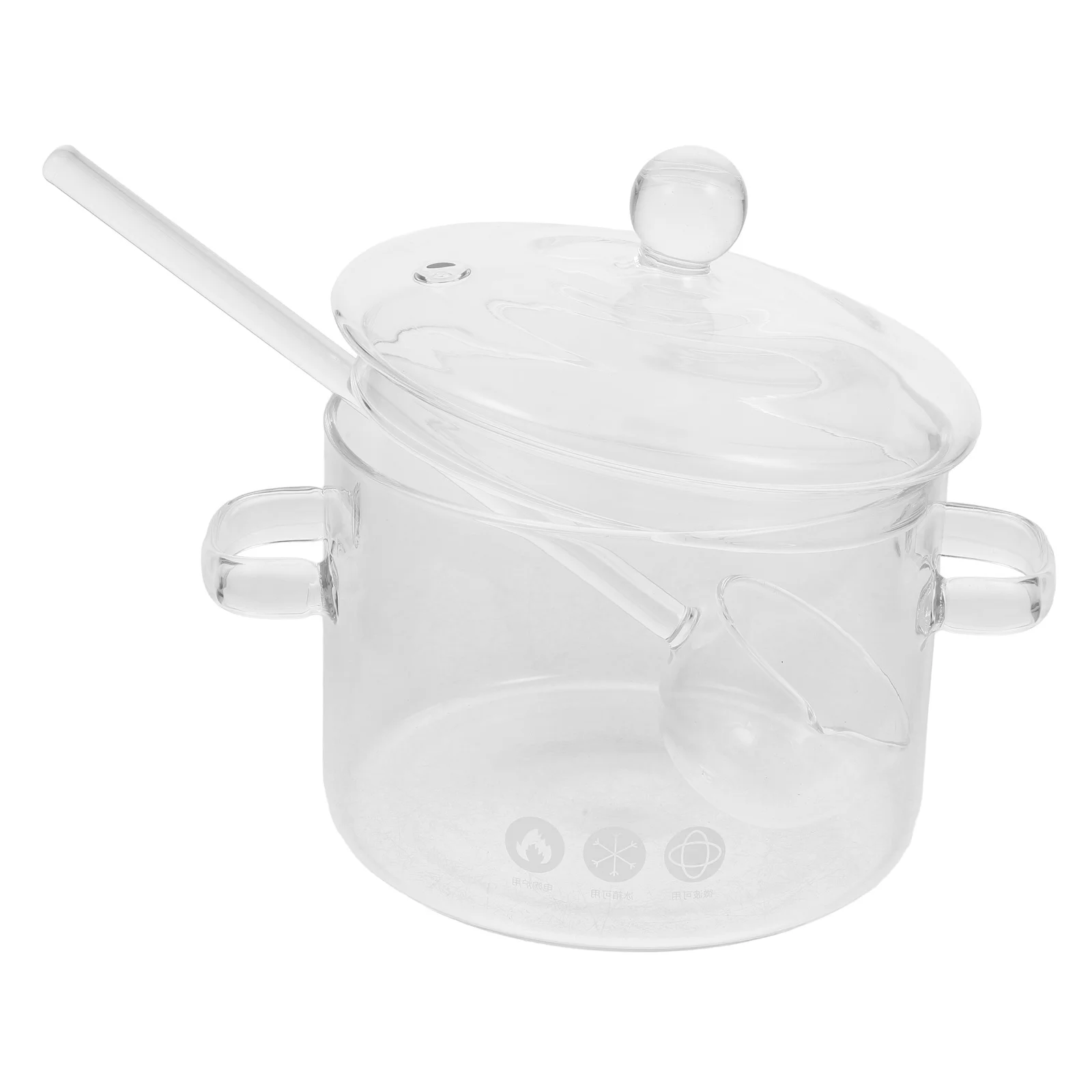 

1500ml High Borosilicate Glass Stovetop Pot Clear Cooking Pot Dual Handles Lid Soup Noodle Stewing Pan Ramen Saucepan