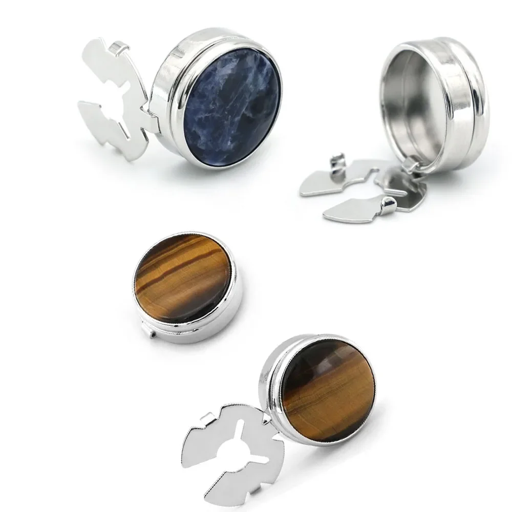 

Non-French Shirts Clamshell Cufflinks Round High-end Men's Business Suits Shirts Cuffs Buttons Wedding Accessories Gifts for Men