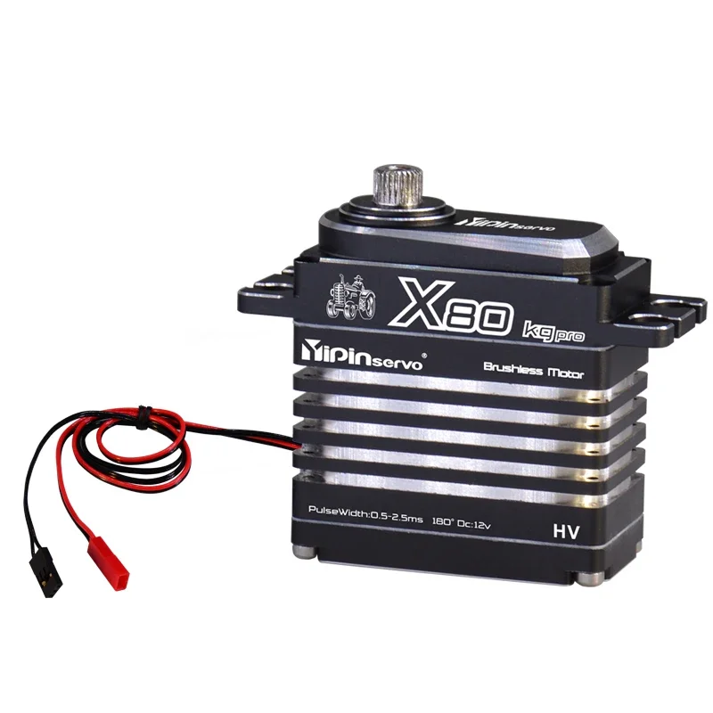 Yipinservo waterproof Servo 80kgpro Torque Brushless Motor Servo 12V High Speed Programmable for RC Car Crawler 1/10 Traxxas