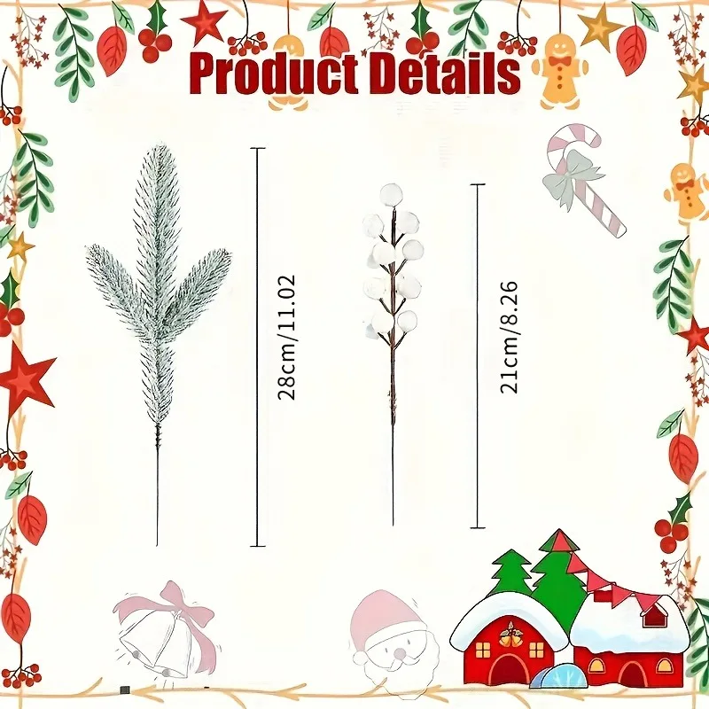 5/10 قطعة سنو وايت الاصطناعي الصنوبر إبرة باقة نبات صناعي عيد الميلاد الديكور لعيد الميلاد جارلاند زخرفة ديكور المنزل 2026 هدية #6