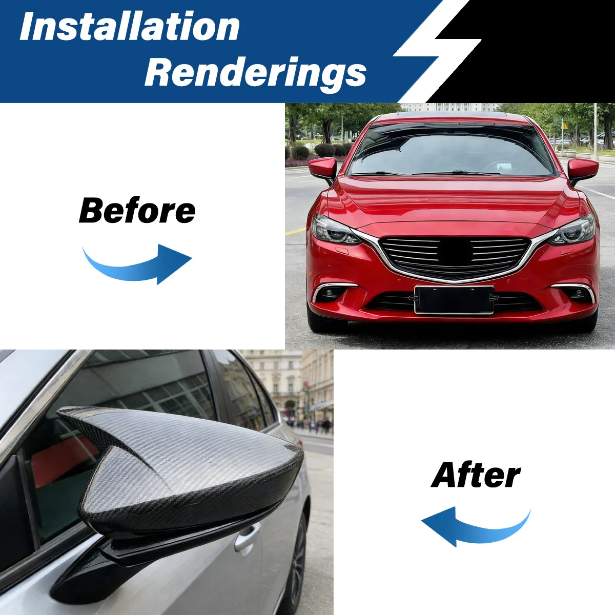 For Mazda 6 Atenza 2017 2018 2019 2020 2021 Sport Style Rear View Side Mirror Cover Cap Trim Car Exterior Decoration Accessories view 2