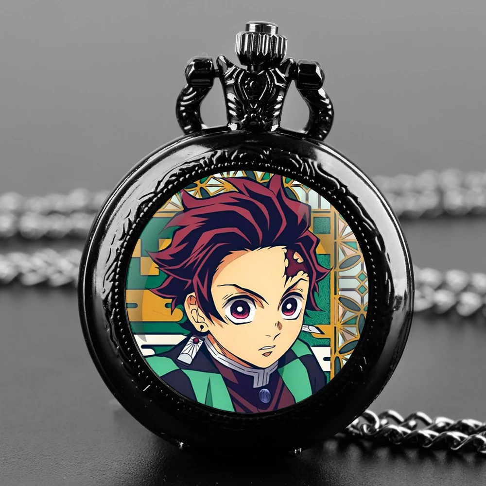 Demon Slayer Kimetsu no Yaiba Kamado Tanjirou Nezuko Quartz Pocket Watch Men Women Pendant Necklace Chain Clock Watch Gifts