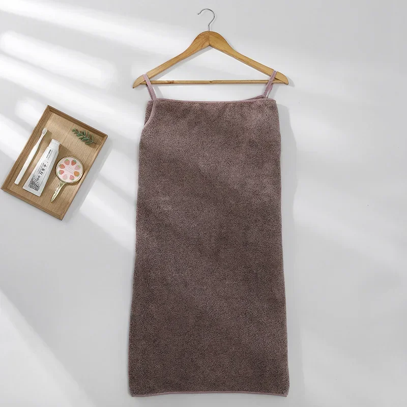 Absorbent Microfiber Bath Towel Robe Women Wearable Shower Dress for Adults Home Bathroom and Sauna Towels