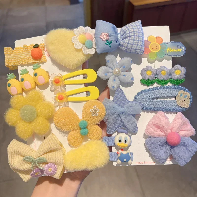 8pcs/set Cute Hairpin for Toddler Girl Kawaii Animal Floral Bowknot Hair Clip for Baby Girl Autumn Winter Plush Kids Headwear